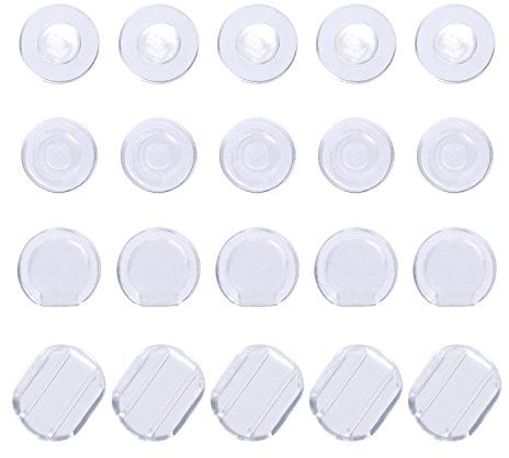 BBTO 100 Stück Ohrklemmer Ohrring Kissen Silikon Ohrring Rücken für Ohr Clip, 4 Formen, Klar