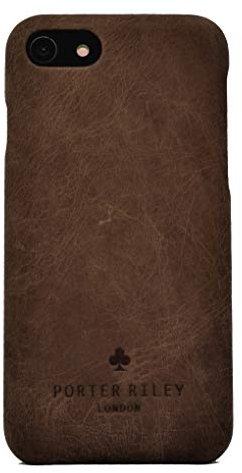 PORTER RILEY - Leather Case for iPhone SE 2022/20 and iPhone 8 / iPhone 7. Premium Genuine Leather Slimline Back Case (Chocolate Brown)