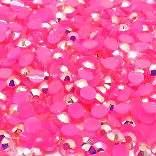 Little Snow Direct® Pack of 1000 Jelly AB Flat Back Rhinestones Diamante Gems Nail Art & Crafts (Hot Pink Jelly AB, 4mm)