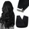 Silk-co Tape Extensions Echthaar 10stk, Remy Tape in Extensions Haarverlängerung, Skin Weft Echthaar Haarextensions Tape Kleber 25g, 01# Rabenschwarz 40cm
