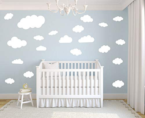 timalo® 35 Stück Wandtattoo Kinderzimmer XL Große Wolken Himmel Pastell Wandsticker – Aufkleber Wolkenset | 73091-SET18-35 | weiß