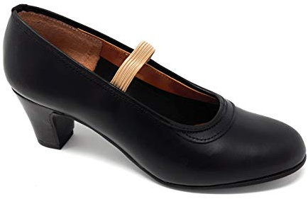 MALACA M-10 Box, Zapato Baile Flamenca Profesional para Mujer de Piel con Clavos en Puntera y tacón. (35 EU, Negro)