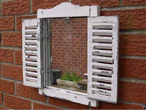Annibells Rustic White Shutter Wall Mirror Distressed Wood Garden French Country Decor