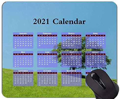 Mauspad 2021 Kalender, Hill Lonely Tree Green Mauspad Mat
