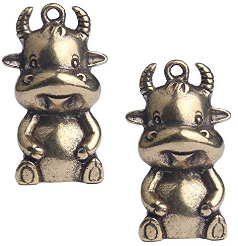 BESPORTBLE 2st Schlüsselanhänger Tierstatue Aus Messing Reichtum Bull Feng Shui Chinesisches Sternzeichen Stier Feng-Shui-glücksstatue Chinesischer Tierkreisbulle Jahr Glücklich -