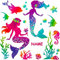 alles-meine.de GmbH Wandsticker Motivwahl Erwachsene & Kinder - 17 TLG. Set - Meerjungfrau/Nixe & Unterwasser Fische - inkl. Name - selbstklebend + wiederverwendbar - Wandt..