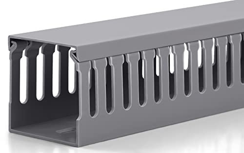 2x2in Server Rack Cable Management Kit - 6.6FT PVC Cable Duct Raceway, Open Slot Wire Raceway for Desk or Under Computer, Grey