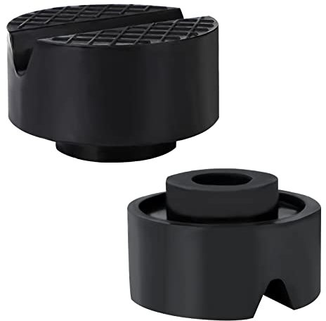 Tampone in Gomma per Cric Auto Universale Jack Pad Sollevatore Blocco di Supporto con Scanalature a V e Superficie Antiscivolo Resistere 2 Ton 65 x 39mm 2 Pezzi