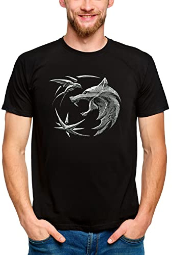 Witcher Herren T-Shirt Wolf Emblem Baumwolle schwarz - XL