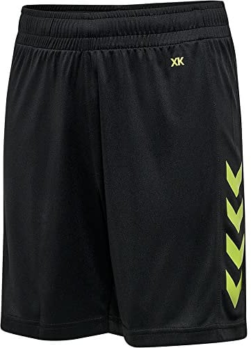 hummel - hmlCORE XK Poly Shorts Kids, Pantalones Cortos niños Unisex, Black/Lime Popsicle, 176 -