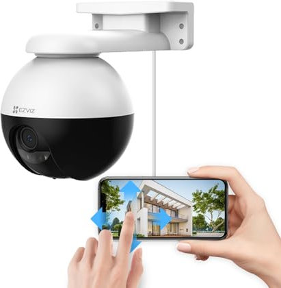 EZVIZ 3K Outdoor Camera CCTV, Human & Vehicle Detection, Auto-Tracking, 360° View Pan/Tilt/Zoom, 12 Pre-Set Dots, Colour Night Vision, 2-Way Talk, Alexa/Google Control, 256GB SD Card/Cloud |C8W Pro