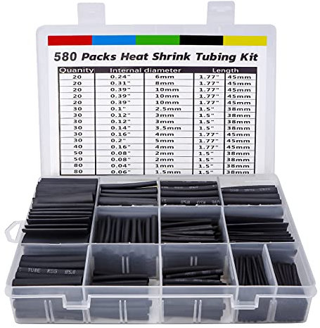 ASHINER 580PCS Durable Heat Shrink Tubing Kit - Ideal for Electric Insulation and Repairs with Convenient Storage Case, Black