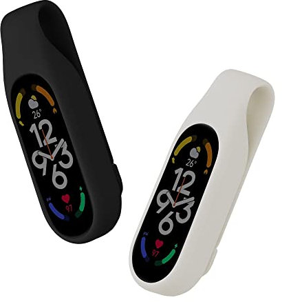 kwmobile 2X Clip Compatible avec Xiaomi Mi Band 7/6 / 5/4 - Support de Rechange pour Fitness Tracker Noir-Blanc - Tracker Non Inclus