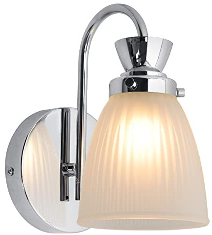 Modern 1 Light Bathroom Wall Light Chrome IP44 Frosted Glass Lamp Shade H3082 with G9 LED 5w Warm White
