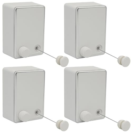 MUALROUS 4 Juegos de Tendedero Extensible Ajustable Retráctil Montado en la Pared de Alto Rendimiento para Interiores de Hasta 4,2 m de Largo (Blanco)