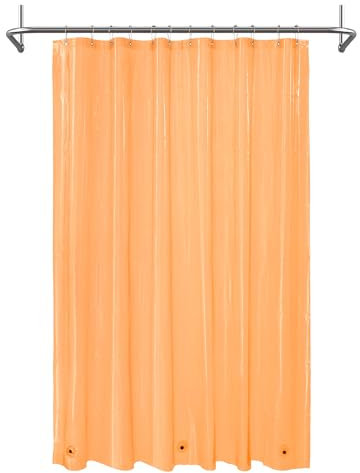 Mrs Awesome Transparenter orangefarbener Duschvorhang mit 3 Magneten, 182,9 x 182,9 cm, hochwertiger, flexibler stabiler Kunststoff-Duschvorhang für Badezimmer, leicht, wasserdicht, Orange transparent