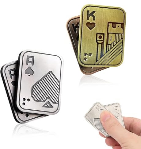 Metall Poker Fidget Slider xlwen 2 Stück EDC Metall Fidget Toys für Erwachsene,ADHS Autismus Angst Stressabbau Magnetisches Zappelspielzeug,Geschenke für Freund und Vater,Schreibtisch Spielzeug