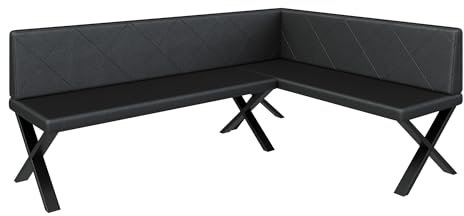 FURNISTAR Eckbank Akiko Metal X - Eckbankgruppe für Ihrem Esszimmer, Küche modern, Sitzecke, Essecke. Perfekt für Küche, Büro und Rezeption. Solide und Starke Verarbeitung. (196x142-Rechts-Soft11)