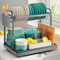 Kitsure Dish Drainer Rack- Space-Saving Dish Drainer, Dish Racks for Kitchen Counter, Kitchen Drying Rack Draining Board Rack with a Cutlery Holder, 2-Tiers, Grey