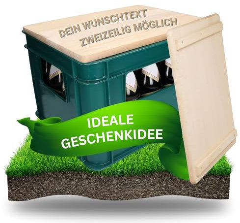 elasto PROMOTION FOR LIFE Sitzauflage aus Holz 'Woody' - Geschenk zum Vatertag - Schneidebrett Holz - Outdoor Sitz für Festival, Camping und Balkon - 2in1 mobiler Hocker & Tisch (Personalisiert)