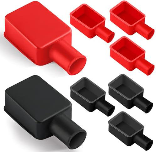 Batteriepfostenabdeckung, 8 Stück, Batterieklemmenkappen isolieren weiches Gummi, Batterieklemmenabdeckung oben Pfosten, Autobatterieklemmenabdeckung für Auto, Motorrad, LKW von XIOGZAXI
