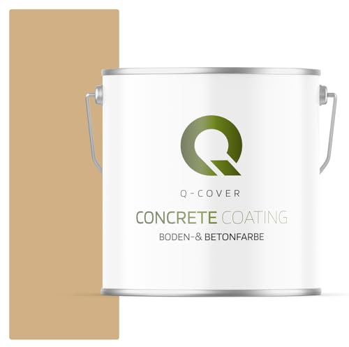 Q-COVER Bodenfarbe Betonfarbe Beige 5,0L Garagenboden Bodenbeschichtung für Innen Kellerfarbe Fußbodenfarbe