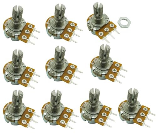 Ferwooh 10 Stück B100K 100K Ohm, einzelne Einstellung, linear, drehbar, Potentiometer, 15 mm