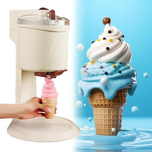 URJWAN MáQuina para Hacer Helados, MáQuina para Hacer Helados Suaves para El Hogar De Acero Inoxidable, Mini MáQuina para Servir Suaves De Frutas para El Hogar, Bar, CafeteríA