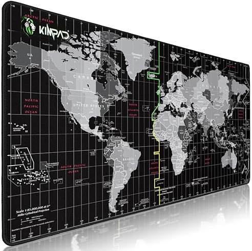 Kimpad World Series - Tappetino per mouse Gaming XXL - Speed & Control - Mappa mondo 900 x 400 x 4 mm gomma naturale - Migliora precisione e velocità - Bordi ultra resistenti - Mousepad impermeabile
