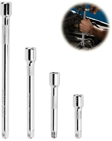 Hugwish Extensión Carraca 1/4 - Set de 4 Piezas (50 mm, 75 mm, 100 mm, 150 mm) - Acero Cromo Vanadio