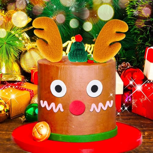 JeVenis Braun Rentier Hirsch Tortendeko Weihnachten Kuchen Topper Baby Shower Kuchen Dekoration Geburtstag Kuchen Dekor Hirschgeweih Kuchendekoration Hirschohren Tortenaufsätze