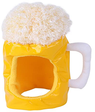 LIbgiubhy Gorra de disfraz Única Jarra de Cerveza Amarilla Forma Fiesta Cosplay Vestido Accesorios Perros Grandes