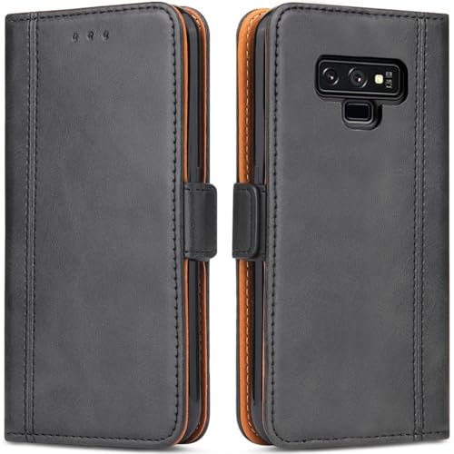 Coque pour Samsung Galaxy Note 9 Housse en Cuir PU Premium Etui à Rabat Pochette de Portefeuille, Étui de Protection pour Samsung Galaxy Note 9, Noir
