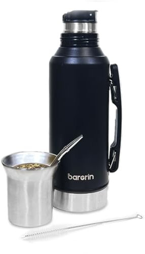Kit Mate Argentino Todo En Uno - Termo y mate - Kit Mate - Yerba Mate - Mate Bombilla - Producto Argentinos (NEGRO)