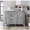 Aparador con 2 puertas y cuatro cajones, con múltiples compartimentos, cómoda con forma de panel especial, mueble entrada, aparador salón, aparador de cocina, 120 x 35,5 x 94 cm, gris cemento