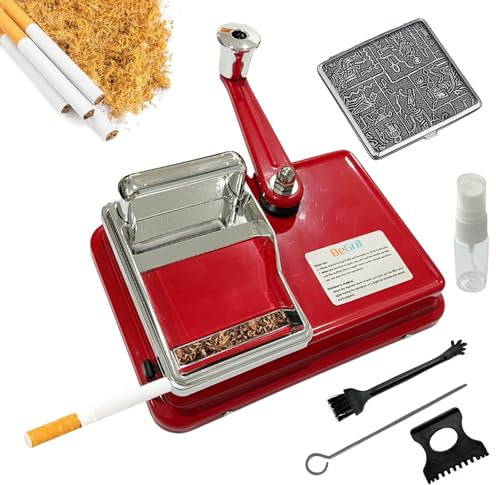 BeGrit Zigarettenstopfmaschine Stopfmaschine für Zigaretten 8mm Knopf Zigarettenstopfer Manuell drehmaschine zigaretten mit Zubehör Aufbewahrungsbox für einfache und konsistente Zigarettenherstellung