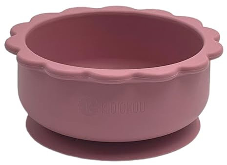 KIDICHOU Bol en silicone avec ventouse pour bébés filles et garçons | Sans BPA, PVC et Phtalates | Passe au lave-vaisselle et au micro-ondes (Rose)