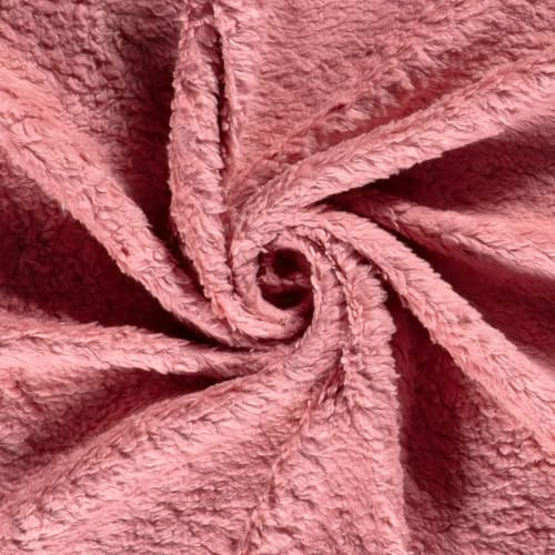 Lammfell Baumwolle Meterware - Teddystoff - Plüschstoff - Baumwoll Teddy - Teddy Lamm - Fellimitat - Baumwoll Fleecestoff - 25 x 150 cm, Farbe: 014 altrosa