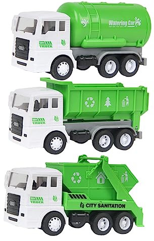 BESTonZON 3 Pièces Petite Voiture Toys kiddikutter gskill Technics The Toy playmobile Jouets pour Enfants véhicules de génie Camion d'assainissement à inertie Plastique Green