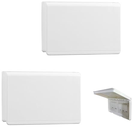 YJFY 2 pezzi copertura interruttore luce doppio tipo 86 prese esterne parapioggia impermeabile 2 scomparti copertura impermeabile per prese per bagno, giardino, cucina, impermeabile (bianco, 2