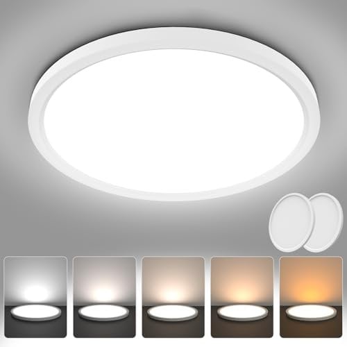 AVANLO 2 Stück LED Deckenleuchte Flach Ø30CM, Superhell 2400LM 24W Deckenlampe Wohnzimmer, 5 Farbtemperaturen Ultra Dünn Rund Küchenlampe für Schlafzimmer Balkon Flur Garage
