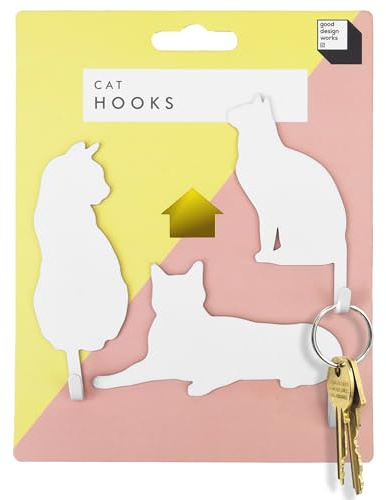 Suck UK Cat Hooks | Cat Keyholders | Novelty Gift for Pet Lovers | Decorative Metal Hangers for Keys Leashes Towels Pet Collars & Small Items | Multi Use Home Decor & Wall Hook Key Holder Organizer