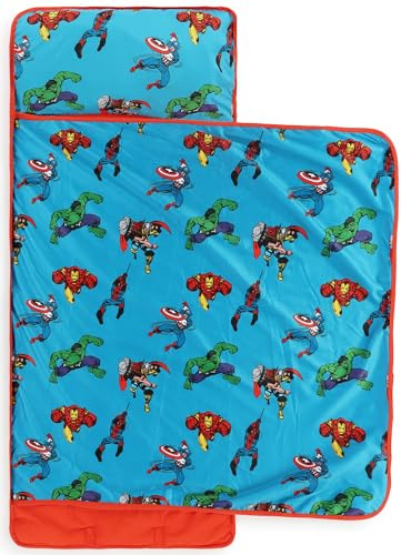 Kinder-Schlafmatte mit integriertem Kissen und Decke – weicher Mikrofaser-Schlafsack für Übernachtungen 51 x 117 cm