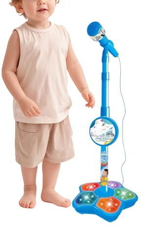 Microfono Per Bambini Portatile Altoparlante Con LED Giocattolo | Con Supporto Microfono Per Bambini Per Podcast Registrazione Canto Festa Adolescenti Streaming Natale Compleanno