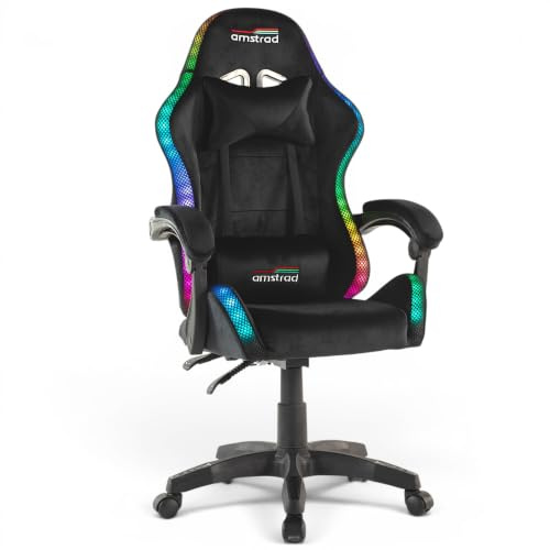 Amstrad LED-Shadow Chaise Gamer Noire Tissu Alcantara Eclairage LED 366