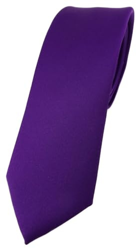 TigerTie Herren Krawatte – schmale 5,5 cm Krawatte in dunkellila einfarbigem Design, ideal für Geschäftstermine, festliche Anlässe und die Freizeit