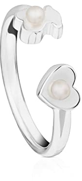 TOUS Damen Sterling Silber Supermacht offener Ring mit perlen