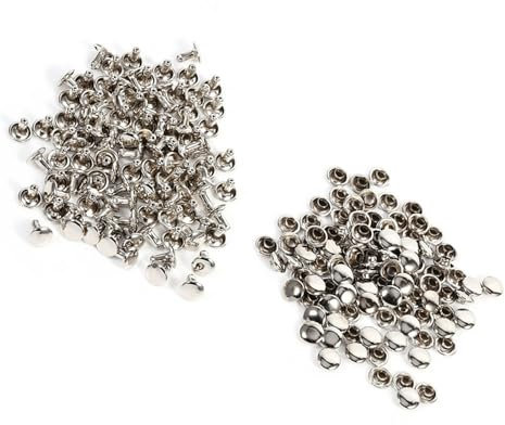 GLOGLOW 3 Farben 100 Sets 8 x 8mm Doppelkappe Niet, Lederhandwerk Reparatur Dekoration Rohr Metall Nieten Taschen DIY Studs Spikes Nieten(Silber)