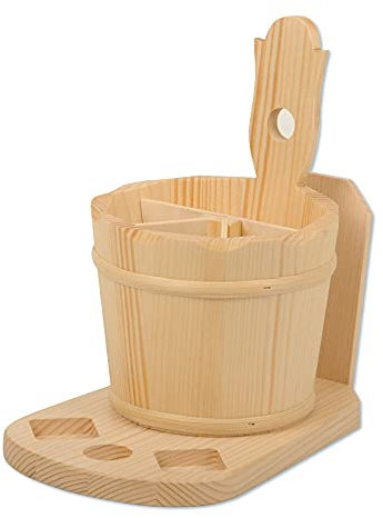 Besteckfass Forest mit Menagenhalter, natur lackiert, Ø 16 cm