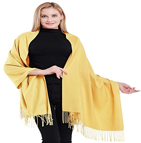CJ Apparel Light Gold 100% Cashmere Shawl Pashmina Scarf Wrap Stole Hand Made in Nepal